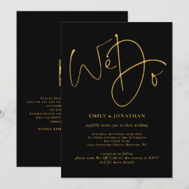 Elegant We doen een zwart Golden Script QR-code-hu Kaart
