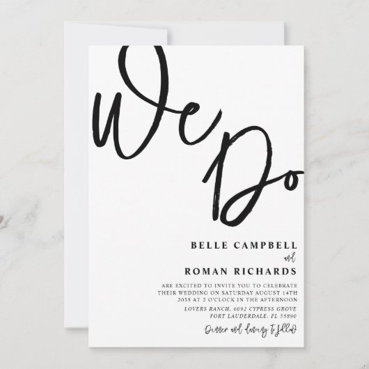 Elegant We doen een zwart-witscript Kaart (Voorkant)