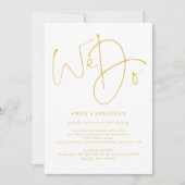 Elegant We doen het Golden Script QR-codehuwelijk Kaart (Voorkant)