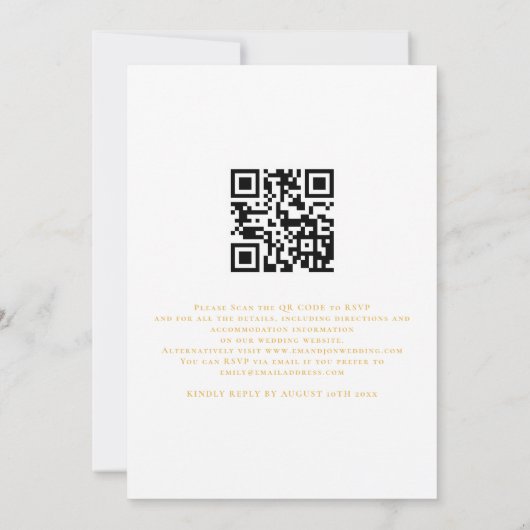 Elegant We doen het Golden Script QR-codehuwelijk Kaart (Achterkant)