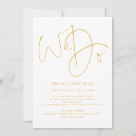 Elegant We doen het Golden Script QR-codehuwelijk Kaart