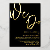 Elegant We doen Script Black en Gold Weddenschap Folie Uitnodiging (Voorkant)