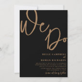 Elegant We doen Script Black en Gold Weddenschap Kaart (Voorkant)