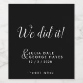 Elegant "WE DOEN" Script Custom Wedding Reception Wijn Etiket (Enkel label)