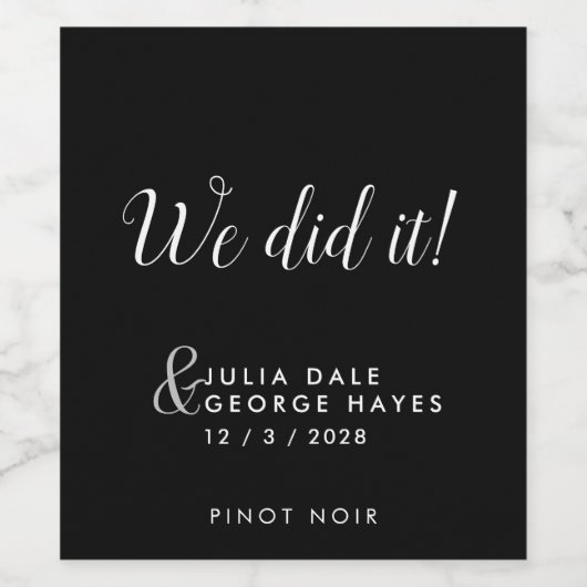 Elegant "WE DOEN" Script Custom Wedding Reception Wijn Etiket (Enkel label)