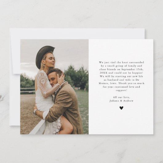  Elegant We Eloped Bruiloft Foto Aankondiging (Achterkant)