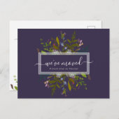 Elegant We hebben Blue Botanical Script verplaatst Briefkaart (Voorkant / Achterkant)