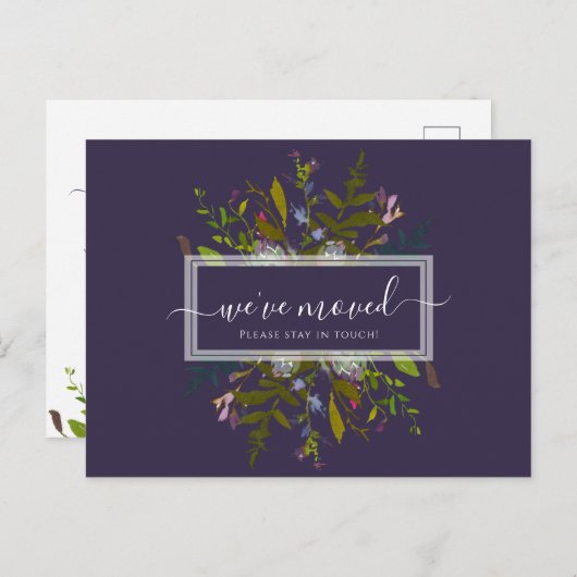 Elegant We hebben Blue Botanical Script verplaatst Briefkaart (Voorkant / Achterkant)