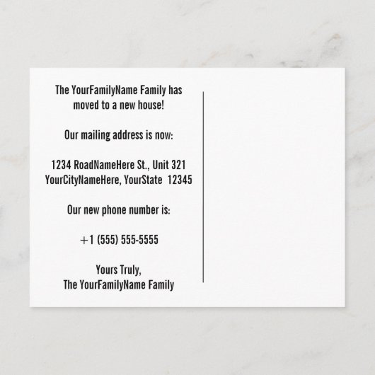 Elegant "WE HEBBEN VERPLAATST!" Briefkaart voor wi (Achterkant)