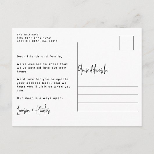 Elegant We hebben Waterverf Bloemen Verhuizen verp Aankondigingskaart (Achterkant)