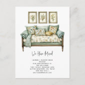 Elegant We hebben Waterverf Bloemen Verhuizen verp Aankondigingskaart (Voorkant)