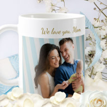 Elegant We Love You Mama Foto Moederdag Goud