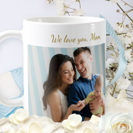 Elegant We Love You Mama Foto Moederdag Goud Koffiemok