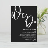 Elegant we schrijven zwart-witbruiloft kaart (Staand voorkant)