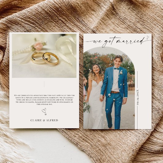 Elegant We zijn getrouwd Wedding Accouncement Kaar Aankondiging