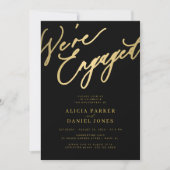Elegant We zijn verloofd goud zwarte verlovingsfee Kaart (Voorkant)