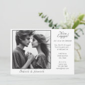 Elegant We zijn verloofd ingelijste foto zwart-wit Aankondiging (Staand voorkant)