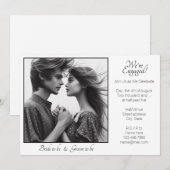 Elegant We zijn verloofd ingelijste foto zwart-wit Aankondiging (Voorkant / Achterkant)