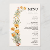 Elegant Weadow Wildflower bruiloft Vrijgezellenfee Menu (Voorkant)