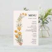 Elegant Weadow Wildflower bruiloft Vrijgezellenfee Menu (Staand voorkant)