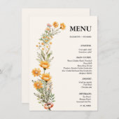 Elegant Weadow Wildflower bruiloft Vrijgezellenfee Menu (Voorkant / Achterkant)
