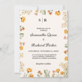 Elegant Weadow Wildflower monogram bruiloft Kaart (Voorkant)