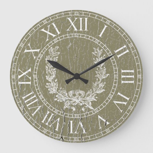 Elegant Weathered French Wreath Personalize Grote Klok (Voorkant)