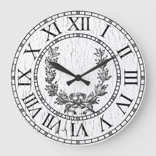 Elegant Weathered French Wreath Personalize Grote Klok (Voorkant)