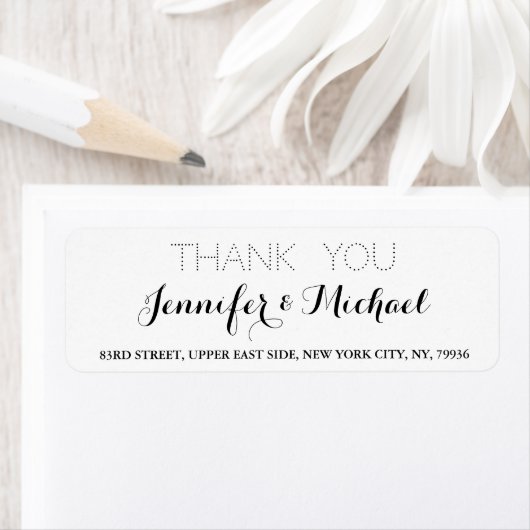 Elegant Weddenschap Bedankt dat je het adres terug Etiket (Insitu)