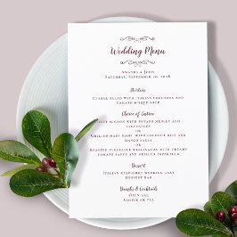 Elegant Weddenschap Calligraphy Burgundy Dinner Me Menu
