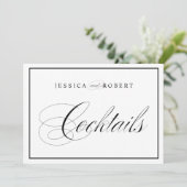 Elegant Weddenschap Cocktails Black Border Kaart (Staand voorkant)