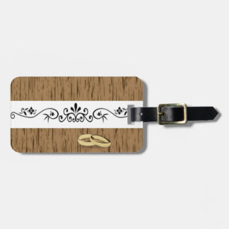 Elegant weddenschap design met ringen bagagelabel