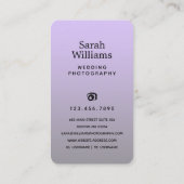 Elegant Weddenschap Fotograaf Verticaal Visitekaartje (Achterkant)