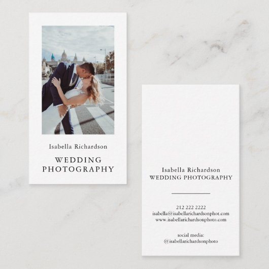 Elegant Weddenschap Fotografie Verticaal Visitekaartje (Voorkant / Achterkant)