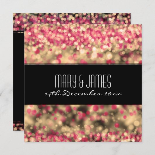 Elegant Weddenschap Fuchsia and Gold Sparking Ligh Kaart (Voorkant / Achterkant)