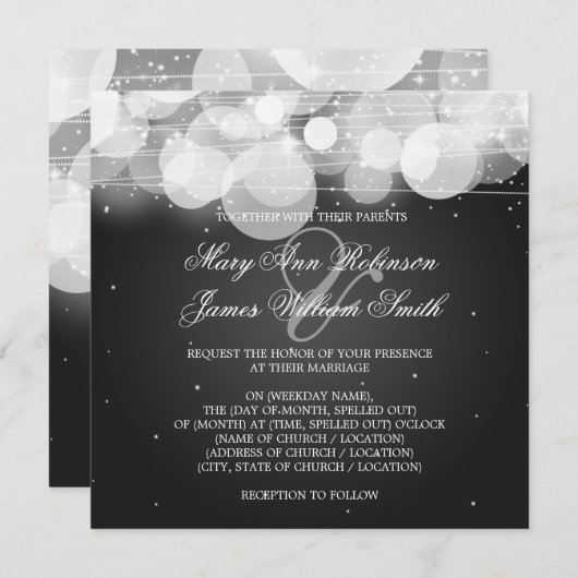 Elegant Weddenschap Glow & Sparkle Black Kaart (Voorkant / Achterkant)