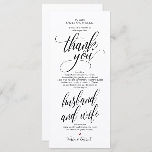 Elegant Weddenschap Hartelijk dank dat u een inste Programmakaart (Voorkant / Achterkant)