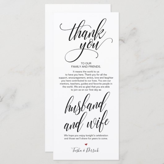 Elegant Weddenschap Hartelijk dank dat u een inste Programmakaart (Voorkant / Achterkant)