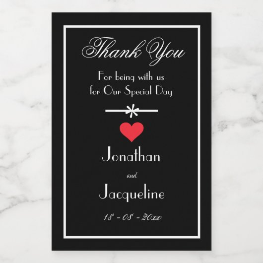 Elegant Weddenschap Hartelijk dank voor aangepaste Wijn Etiket (Enkel label)