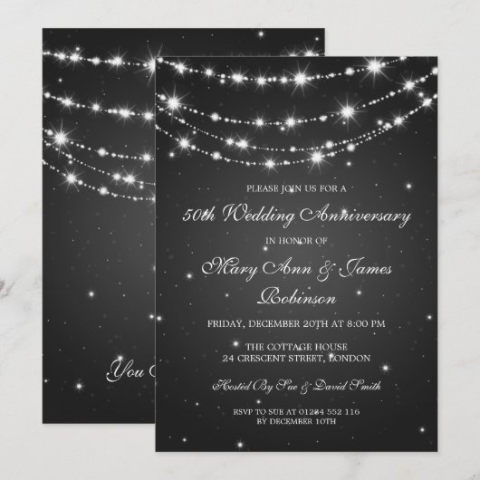 Elegant Weddenschap Jubileum Sparging Chain Black Kaart (Voorkant / Achterkant)