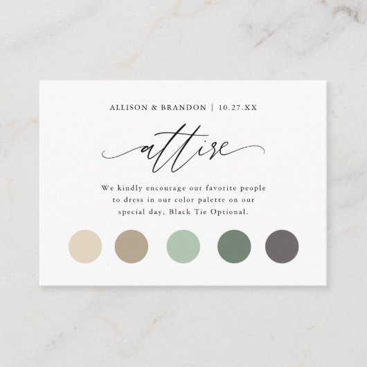 Elegant Weddenschap Kleur Dress Code invoegen Informatiekaartje (Voorkant)