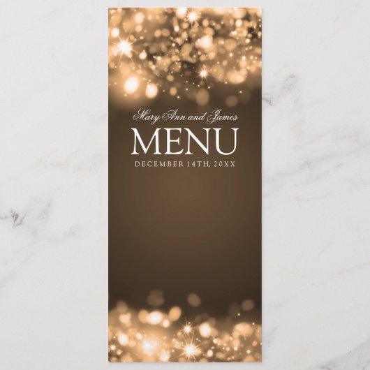 Elegant Weddenschap Menu Mousserende lichten Gold (Achterkant)