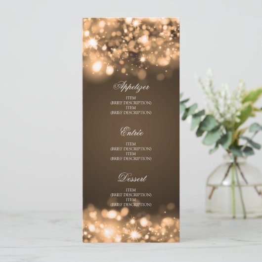 Elegant Weddenschap Menu Mousserende lichten Gold (Staand voorkant)