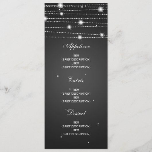 Elegant Weddenschap Menu Sparging Lines Black (Voorkant)