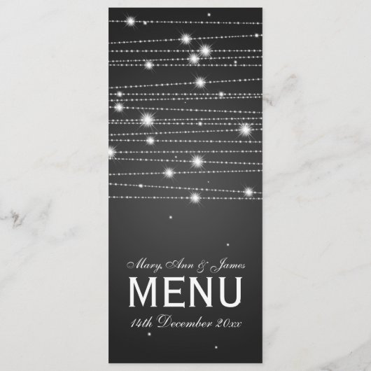 Elegant Weddenschap Menu Sparging Lines Black (Achterkant)