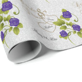 Elegant Weddenschap met Paarse Rozen en goudverhuu Cadeaupapier (Rol Hoek)