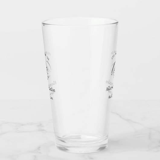 Elegant Weddenschap Monogram Script Aangepast Glas (Rechts)