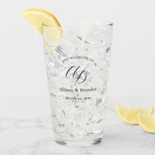 Elegant Weddenschap Monogram Script Aangepast Glas