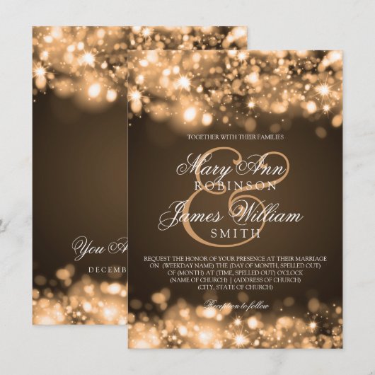 Elegant Weddenschap Mousserend Licht Gold Kaart (Voorkant / Achterkant)