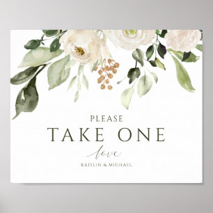 Elegant Weddenschap Neem één bordje met Foliage Wh Poster